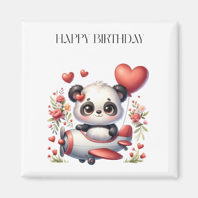 Aimant Anniversaire de Panda Pilote (Devant)