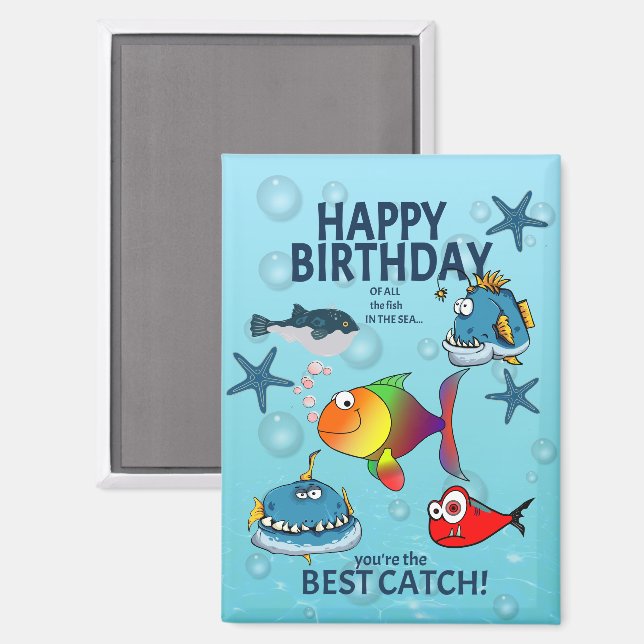 Aimant Anniversaire de Poisson Drôle (Recto/Verso)