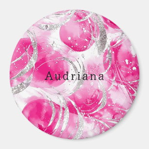 Aimant Anniversaire des Cercles de Glam en Argent Rose