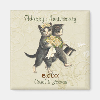 Aimant Anniversaire des chats mariages - Personnaliser