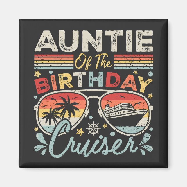 Aimant Anniversaire du Carré de vacances Cruiser (Devant)