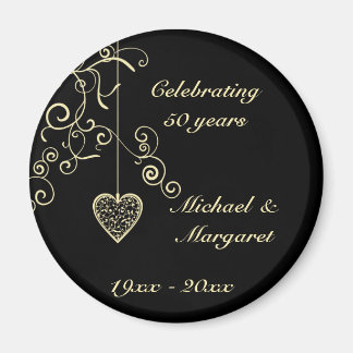 Aimant Anniversaire du Mariage d'or du Coeur élégant