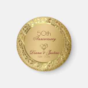 Aimant Anniversaire du Mariage d'or mousseux