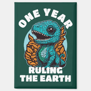 Aimant Anniversaire d'un an de bébé dinosaure
