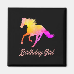 Aimant Anniversaire Fille Horse Amateurs Aquarelle Horseb