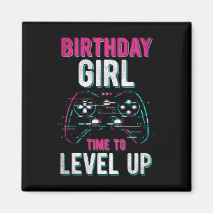 Aimant Anniversaire Fille Niveau Up Vidéo Jeu Anniversair