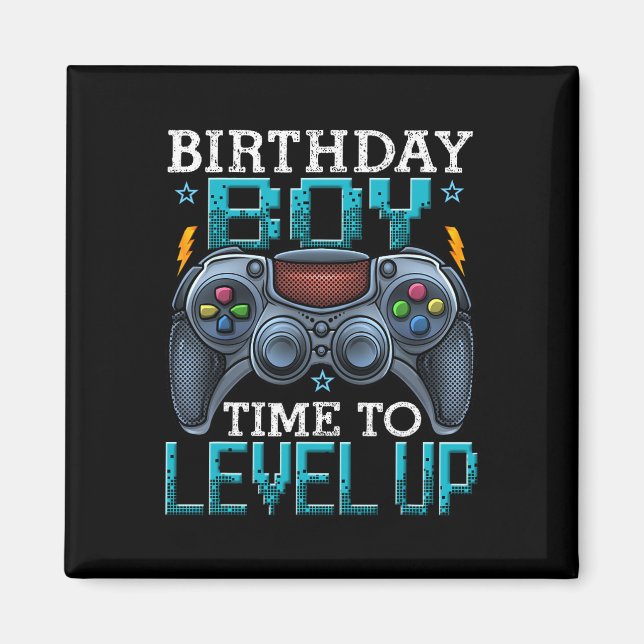 Aimant Anniversaire Garçon Temps De Niveau Up Video Jeu A (Devant)