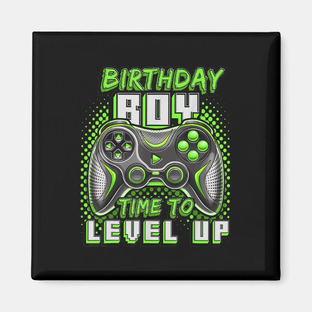 Aimant Anniversaire Garçon Temps De Niveau Up Video Jeu A (Devant)
