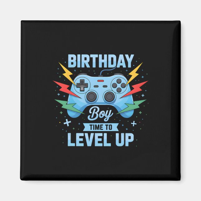 Aimant Anniversaire Garçon Temps De Niveau Up Video Jeu A (Devant)