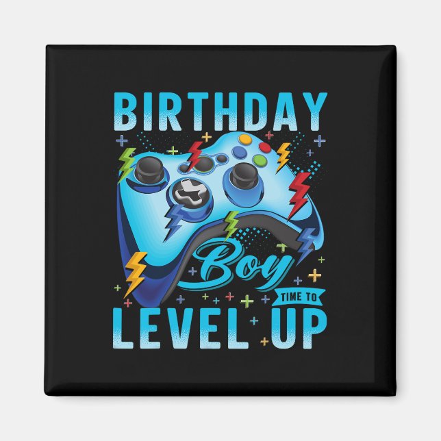 Aimant Anniversaire Garçon Temps De Niveau Up Video Jeu A (Devant)