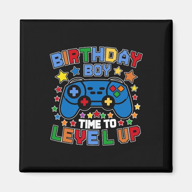 Aimant Anniversaire Garçon Temps De Niveau Up Video Jeu A (Devant)