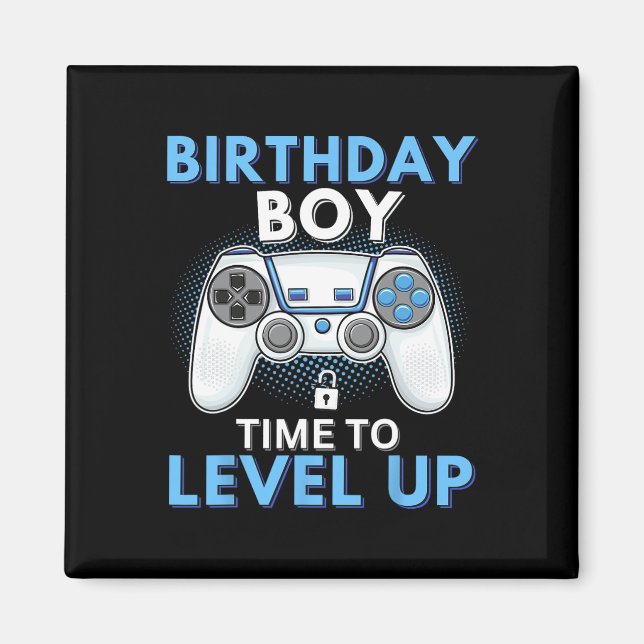 Aimant Anniversaire Garçon Temps De Niveau Up Video Jeu A (Devant)
