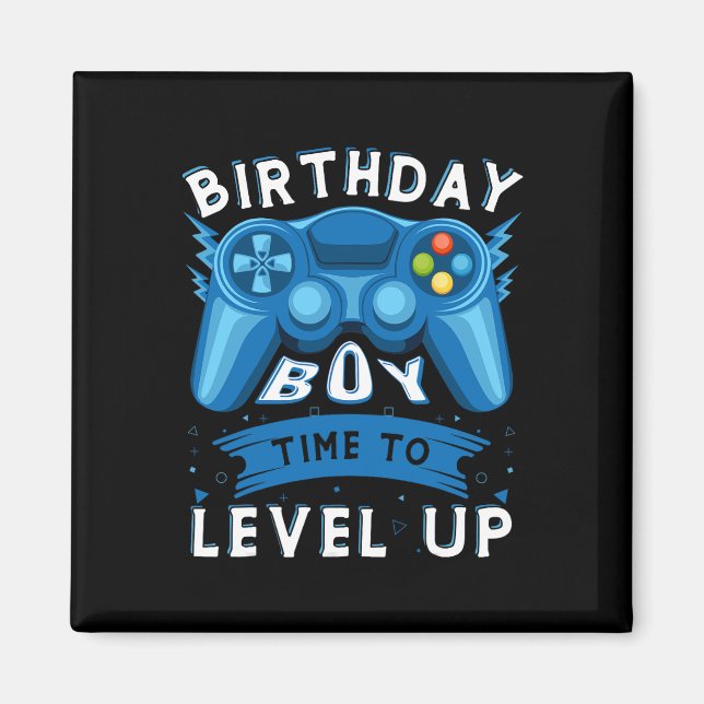 Aimant Anniversaire Garçon Temps De Niveau Up Video Jeu A (Devant)