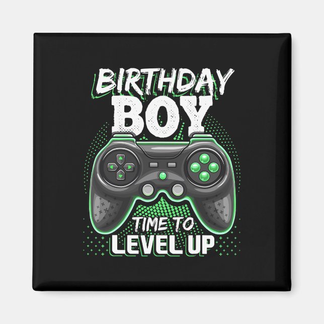 Aimant Anniversaire Garçon Temps De Niveau Up Video Jeu A (Devant)
