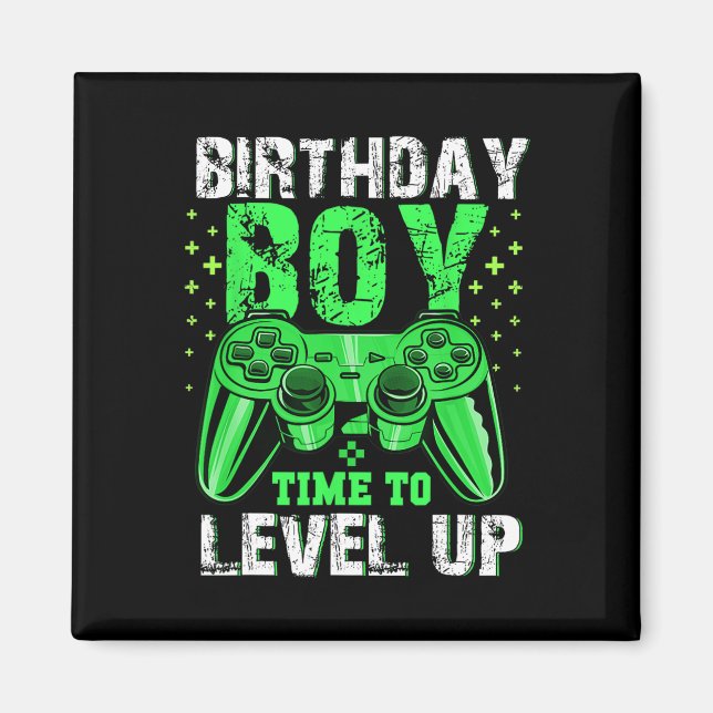Aimant Anniversaire Garçon Temps De Niveau Up Video Jeu A (Devant)