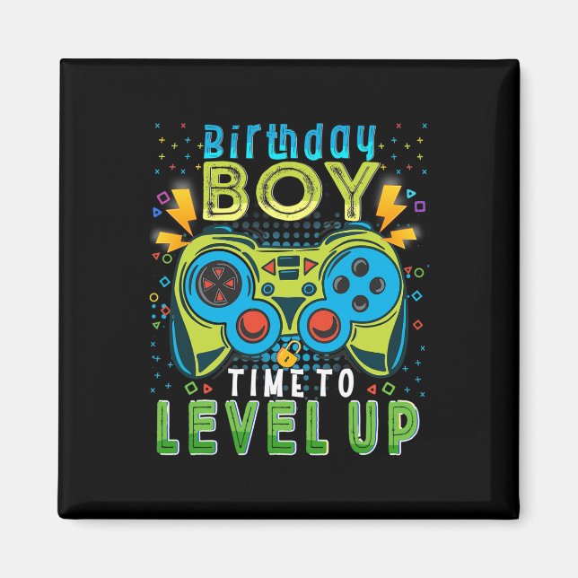 Aimant Anniversaire Garçon Temps De Niveau Up Video Jeu A (Devant)