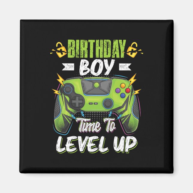 Aimant Anniversaire Garçon Temps De Niveau Up Video Jeu A (Devant)