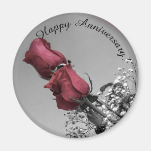 Aimant Anniversaire heureux photographie de deux roses