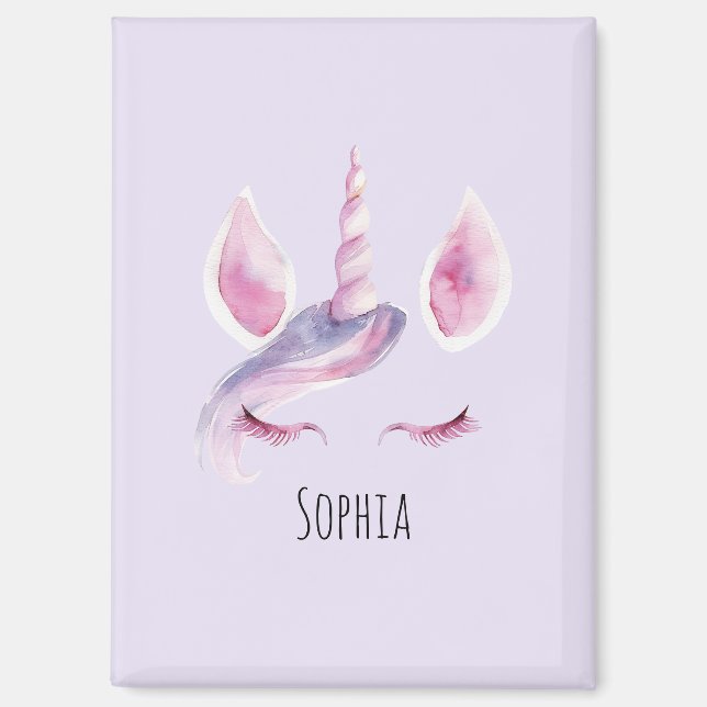 Aimant Anniversaire Licorne Violet Rose (Recto)