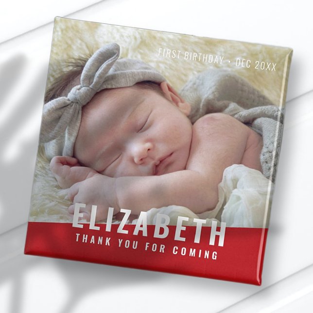 Aimant Anniversaire moderne couleur vive Merci photo (Créateur téléchargé)