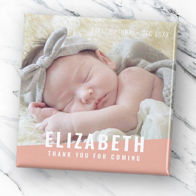 Aimant Anniversaire moderne couleur vive Merci photo (Créateur téléchargé)