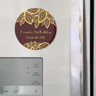 Aimant Anniversaire - Persian Paisley, Feuilles - Jaune r