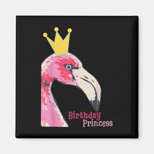 Aimant Anniversaire Princesse Flamant rose fille | Flaman (Devant)