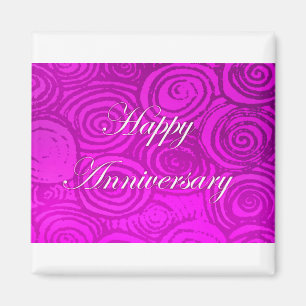 Aimant Anniversaire tourbillonne rose
