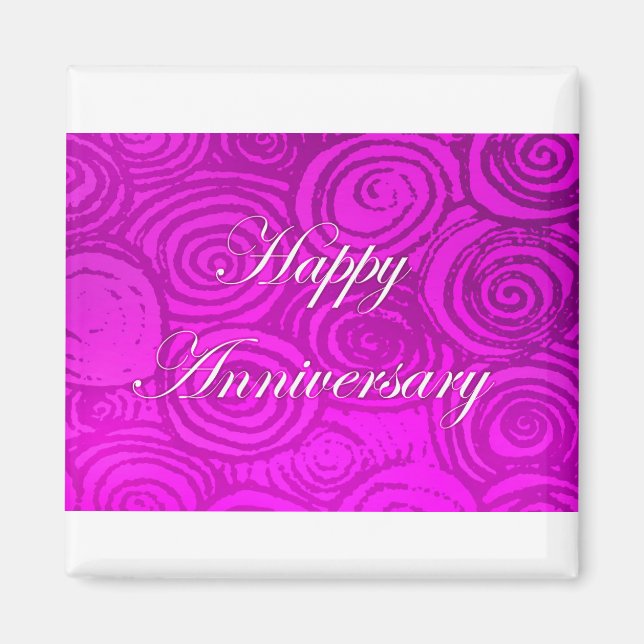 Aimant Anniversaire tourbillonne rose (Devant)