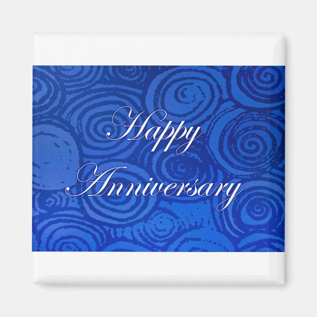 Aimant Anniversaire tourbillons bleu (Devant)