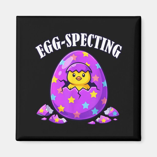 Aimant Annonce de bébé drôle d'Easter Egg-Specting Day (Devant)