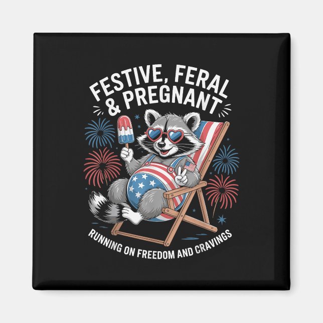 Aimant Annonce de grossesse du 14 juillet Feral et grosse (Devant)