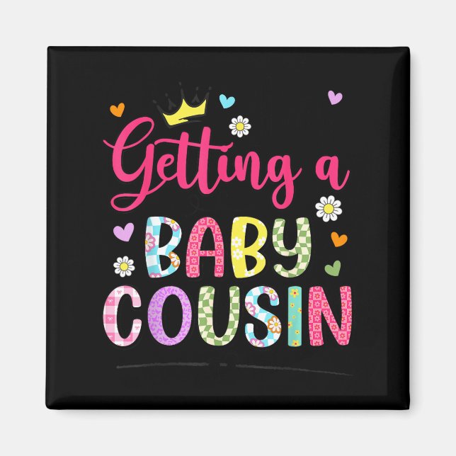 Aimant Annonce de grossesse d'un bébé cousin (Devant)