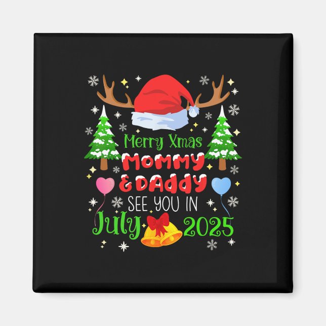 Aimant Annonce de grossesse pour Noël, date prévue pour j (Devant)