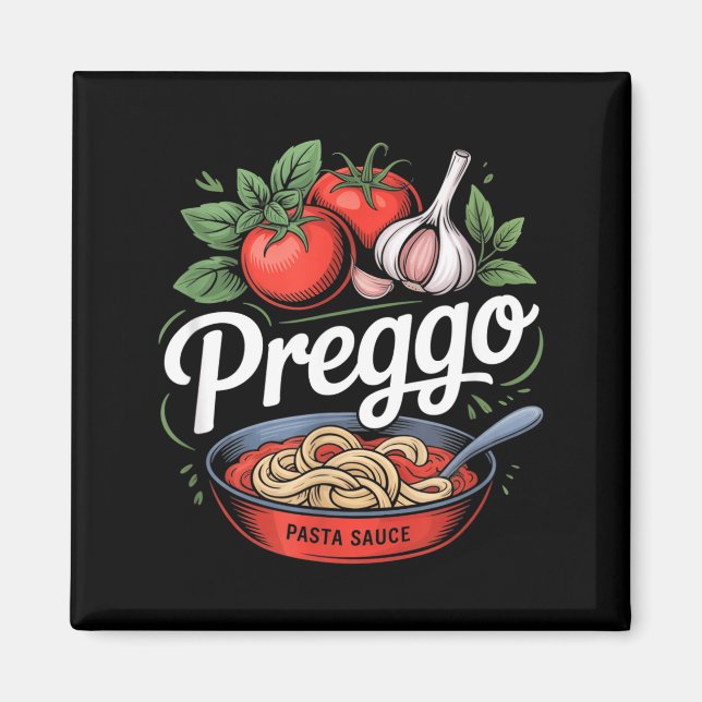 Aimant Annonce de grossesse Sauce de pâtes Prego Drôle Pr (Devant)