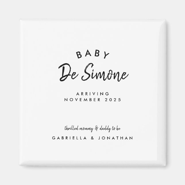 Aimant Annonce de grossesse typographique noir et blanc s (Devant)