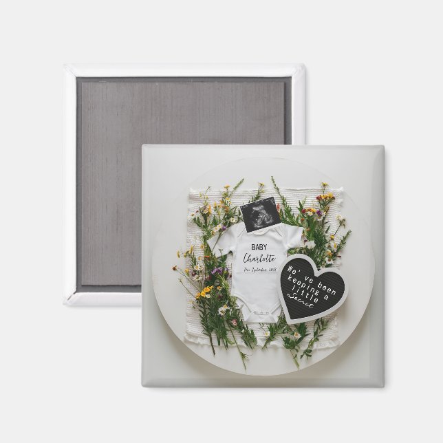 Aimant Annonce de grossesse Wildflower Cadeau de révélati (Recto/Verso)