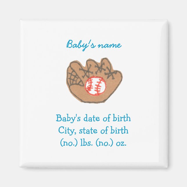 Aimant Annonce de naissance de baseball / souvenir (Devant)