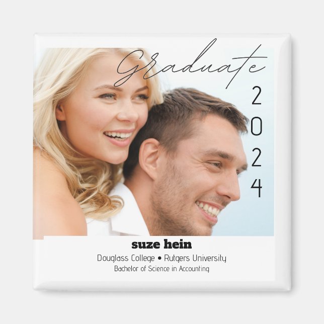 Aimant Annonce de photo de couples diplômés 20XX simple (Devant)