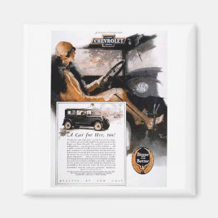 Aimant Annonce vintage de Chevrolet avec la femme
