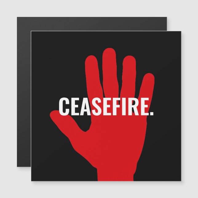 Aimant anti-guerre noir blanc de cessez-le-feu (Devant / Derrière)