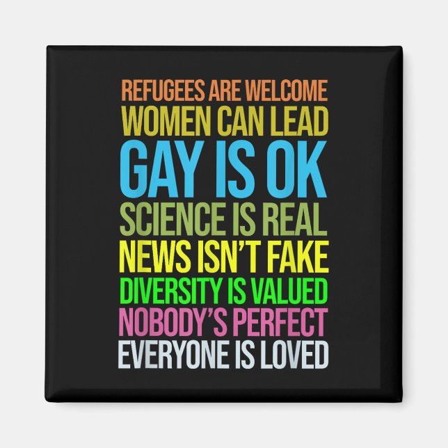 Aimant Anti Trump Science Refugees Love Women Rights (Devant)