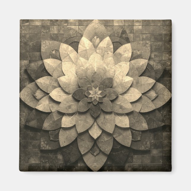 Aimant Antique Golden Mandala Art Fleur texturée (Devant)