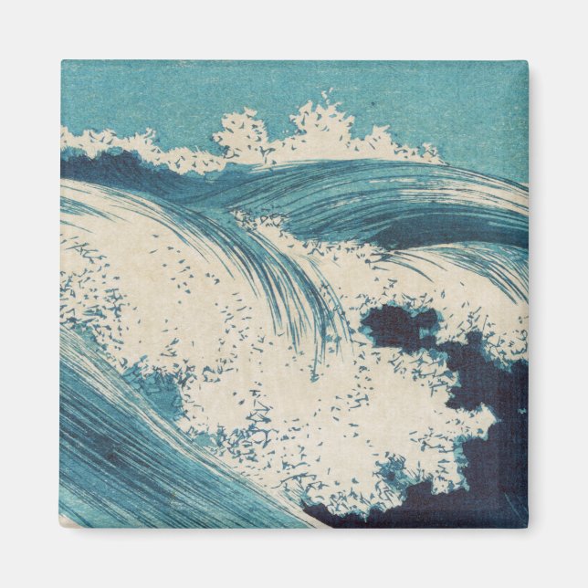Aimant Antique Japonais Bleu Vagues Océan Imprimer (Devant)