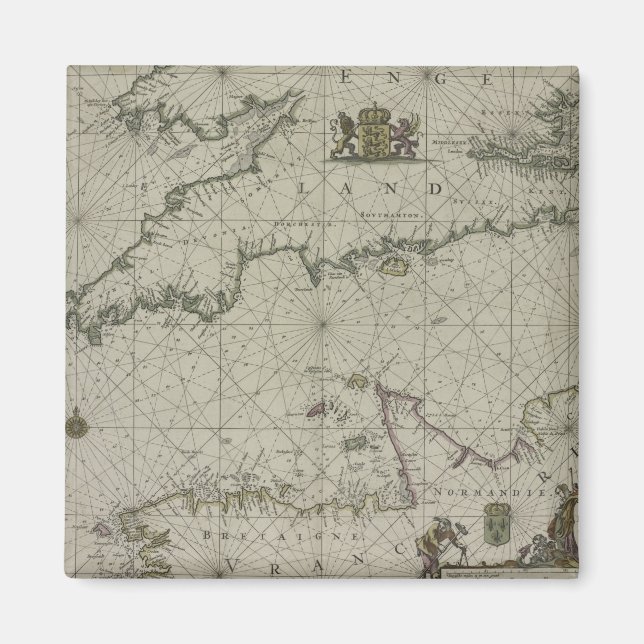 Aimant Antique Map of Channel, 1666 (Devant)