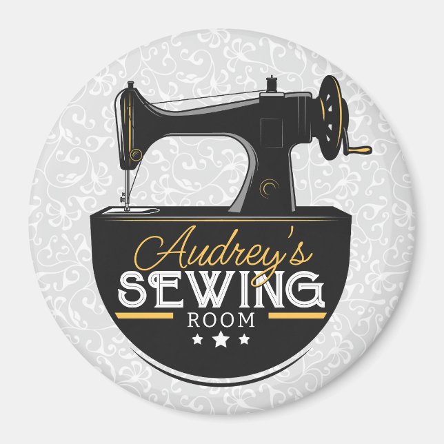 Aimant Antique Sewing Machine ADD NAME Seamstress Tailor  (Devant)