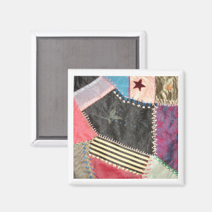Aimant Antique, Victorian-Era Crazy Quilt Carré