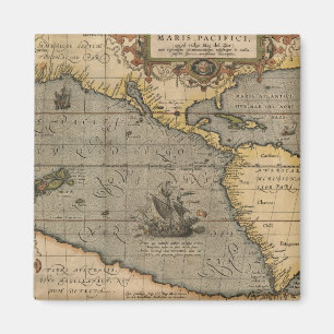 Aimant Antique vieille carte inspirée (14) étiquette de b