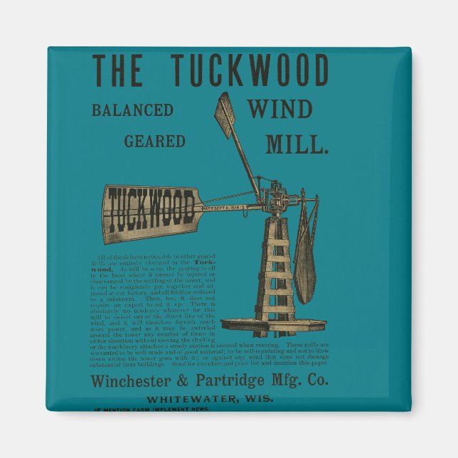 Aimant Antique Wind Mill The Tuckwood Whitewater Wis 1889 (Devant)