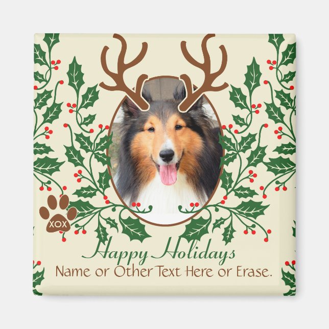 Aimant Antlers de Noël pour chien / chat Personnaliser la (Devant)